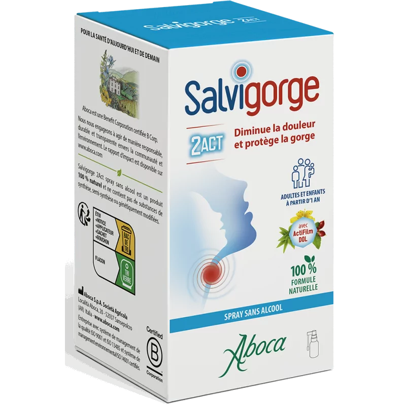 Aboca Salvigorge 2 Act Spray sans alcool 30ml