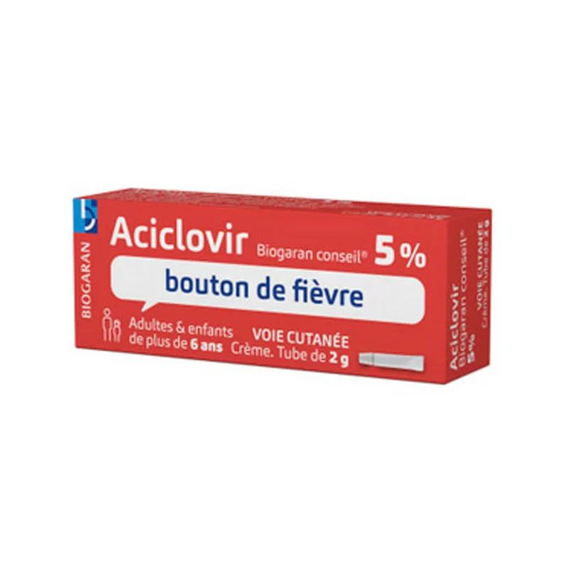 Aciclovir Bouton de Fièvre Biogaran 5% 2g