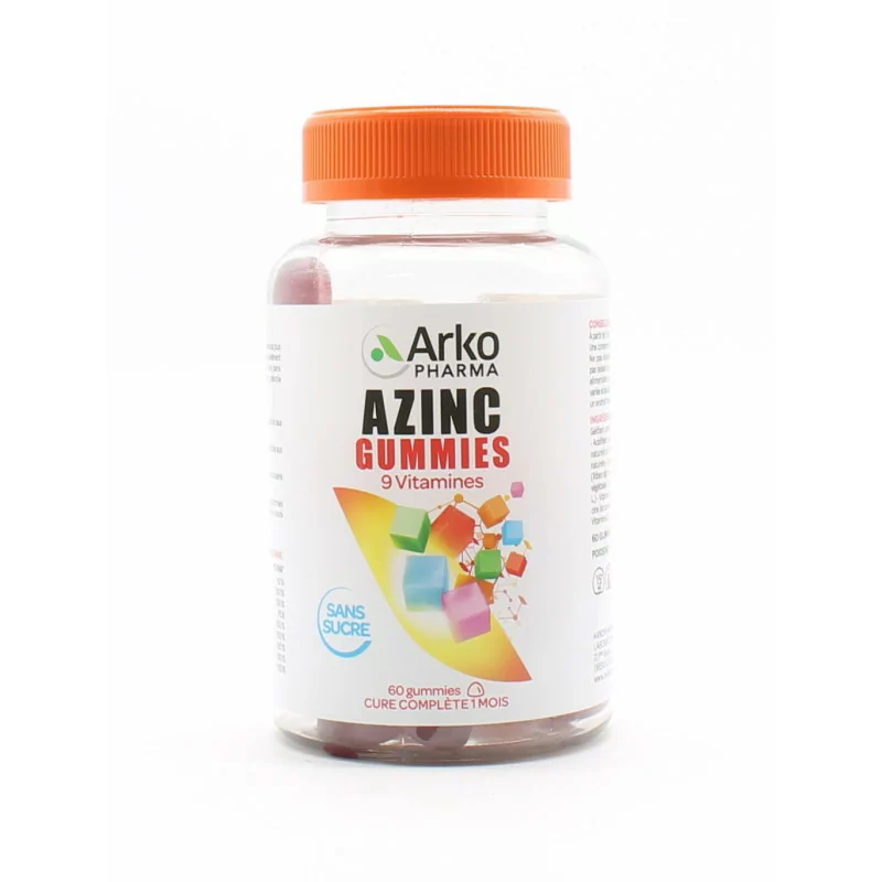 Arkopharma Azinc Gummies 9 Vitamines sans sucre 60 gummies
