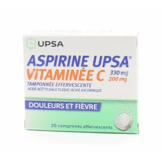 Upsa Aspirine - Vitamine C 330mg/200mg 20 comprimés effervescents