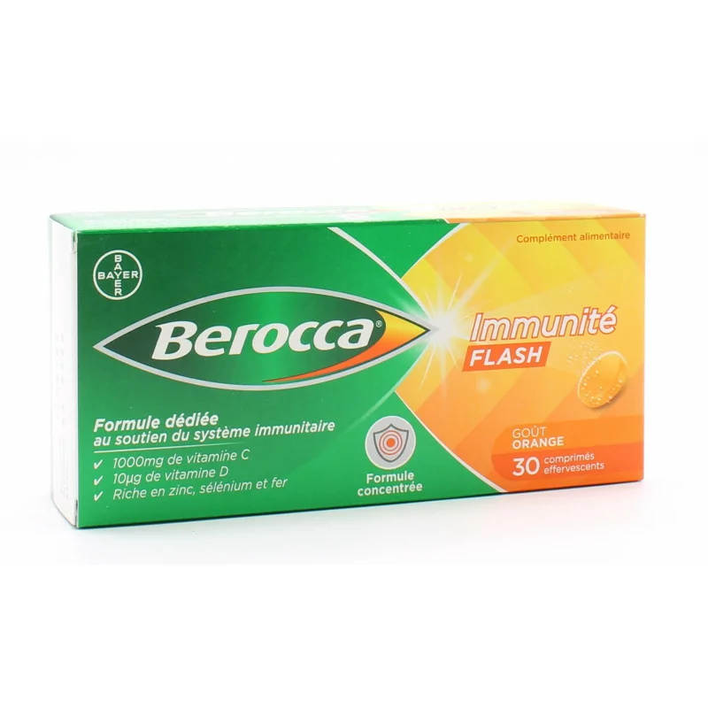 Berocca Immunité Flash Goût Orange 30 comprimés effervescents