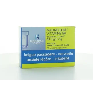 Magnésium Vitamine B6 Biogaran 48mg/5mg 50 comprimés