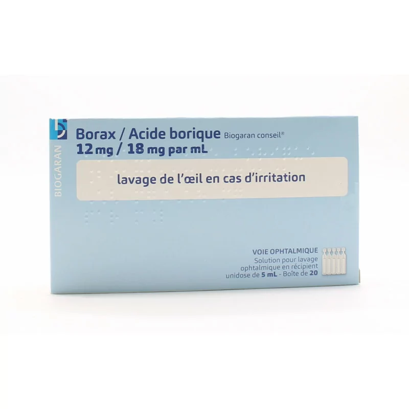 Borax Acide Borique Biogaran 12mg / 18mg 20 unidoses