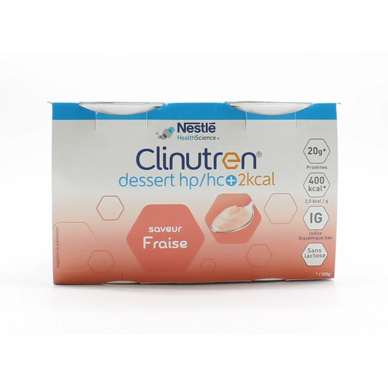 Clinutren Dessert HP/HC +2 Kcal Saveur Fraise 4x200g