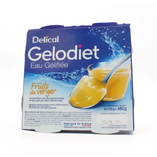 Delical Gelodiet Eau Gélifiée Saveur Fruits du Verger 4X120g