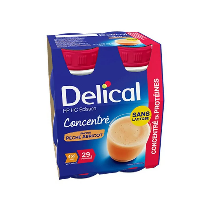 Delical HP HC Boisson Concentré Saveur Pêche Abricot 4X200ml