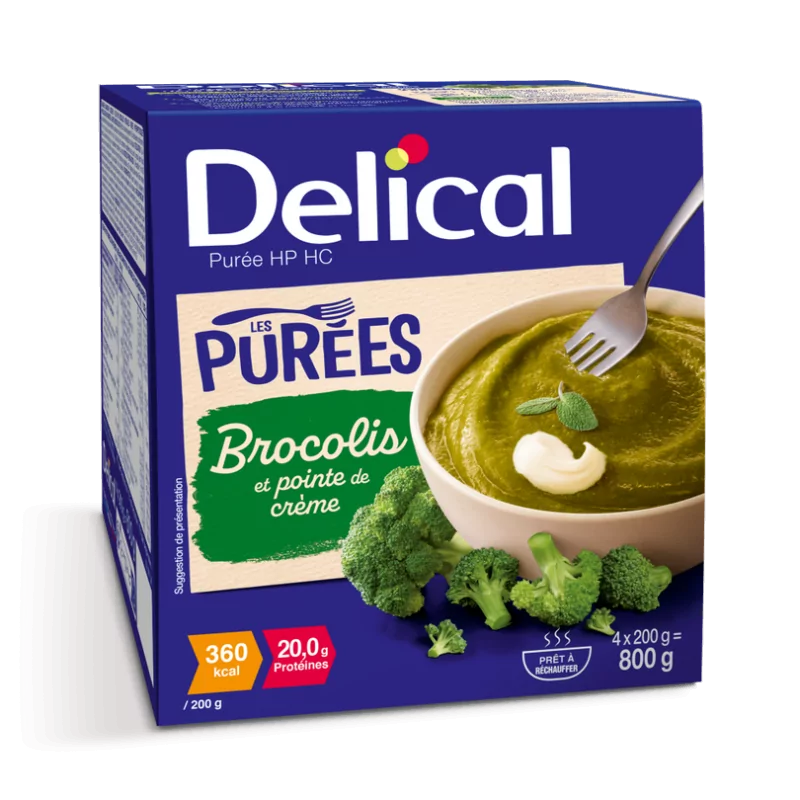 Delical Purée HP HC Brocoli et Pointe de Crème 4X200g