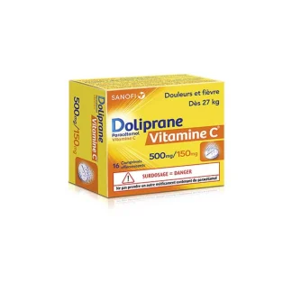 Doliprane Vitamine C 500mg/150mg 16 comprimés