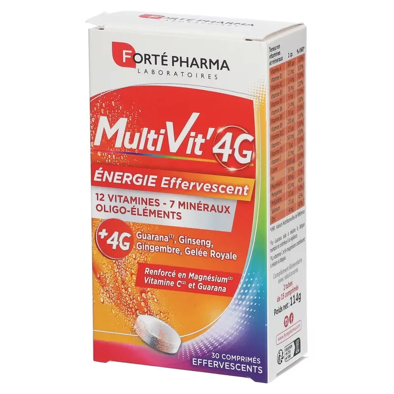 Forté Pharma MultiVit' 4G Énergie 30 comprimés effervescents
