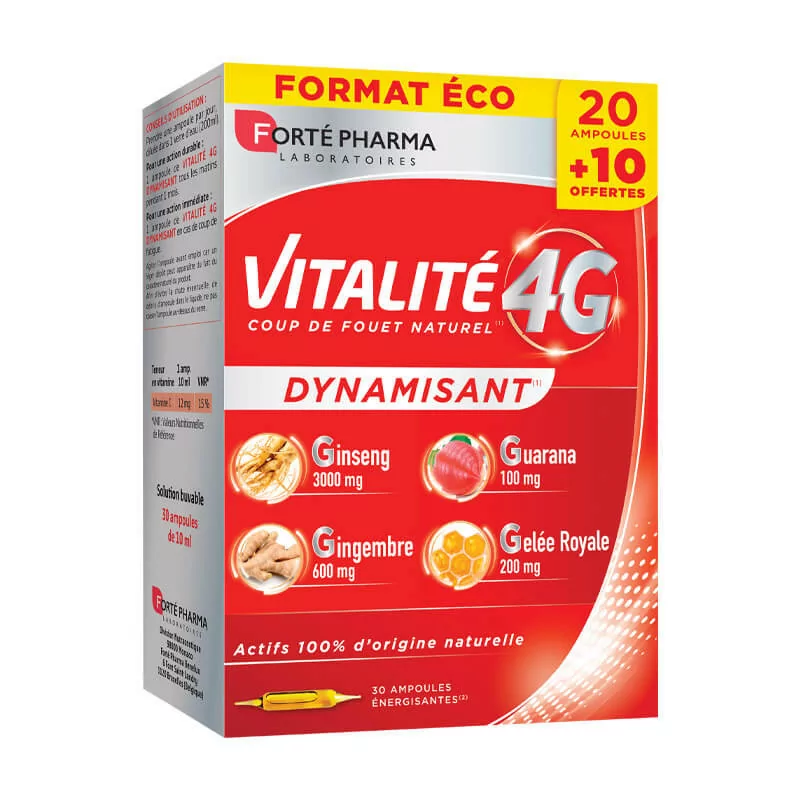 Forté Pharma Vitalité 4G Dynamisant 20 ampoules + 10 offertes