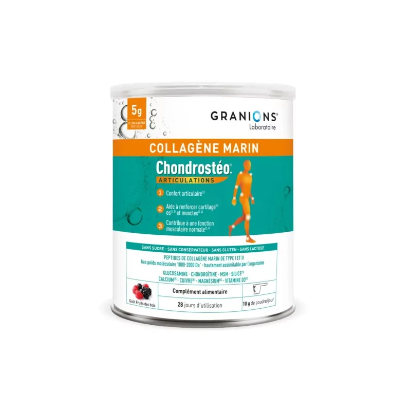 Granions Collagène Marin Chondrostéo+ Articulations Goût Fruits des Bois 280g