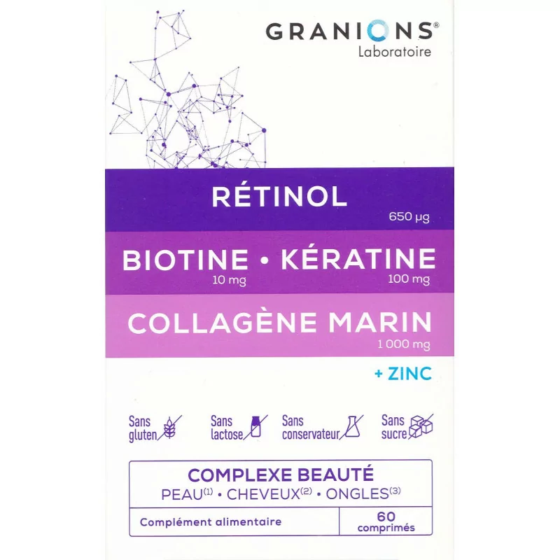 Granions Complexe Beauté Peau Cheveux Ongles 60 comprimés