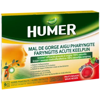 Humer Mal de Gorge Aigu Pharyngite Fruits Rouges 20 pastilles