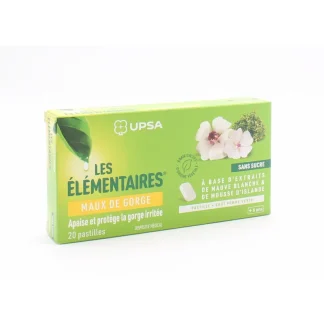 Les Elémentaires Maux de Gorge Sans Sucre 20 pastilles