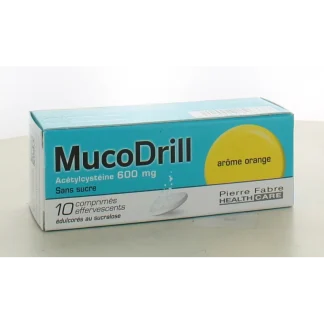 MucoDrill 600mg Sans Sucre Arôme Orange 10 comprimés effervescents