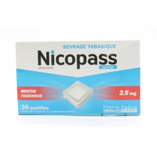 Nicopass 2,5mg Menthe Fraîcheur 36 pastilles