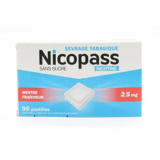 Nicopass 2,5mg Menthe Fraîcheur 96 pastilles