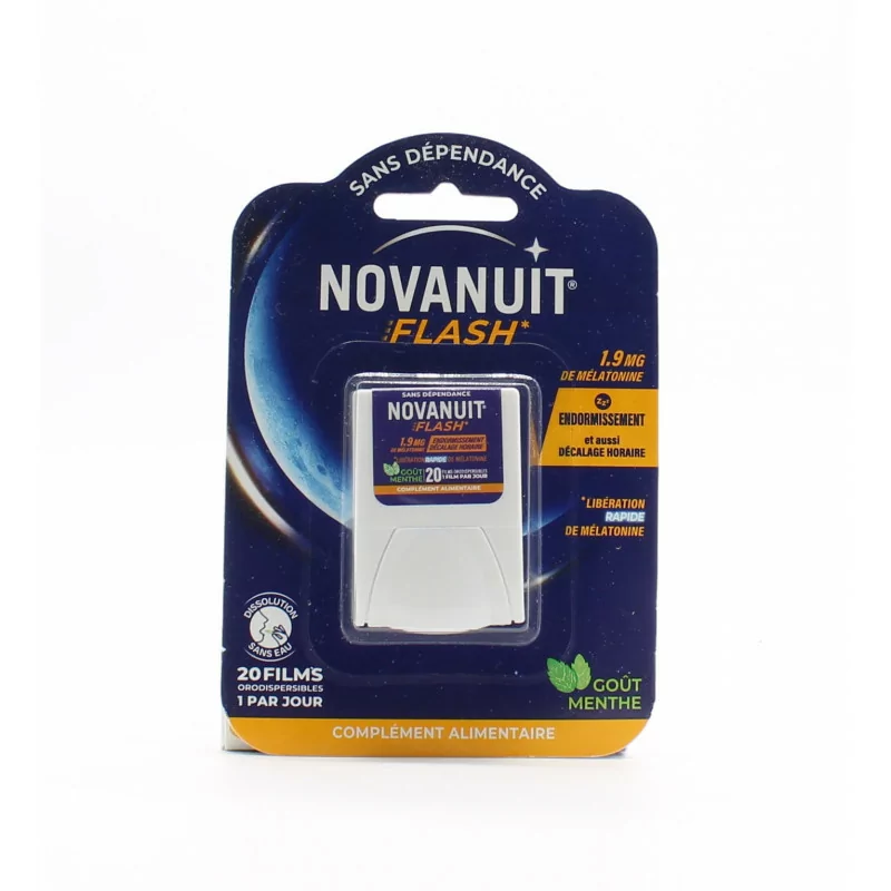 Novanuit Flash 1,9 mg de Mélatonine 20 films orodispersibles