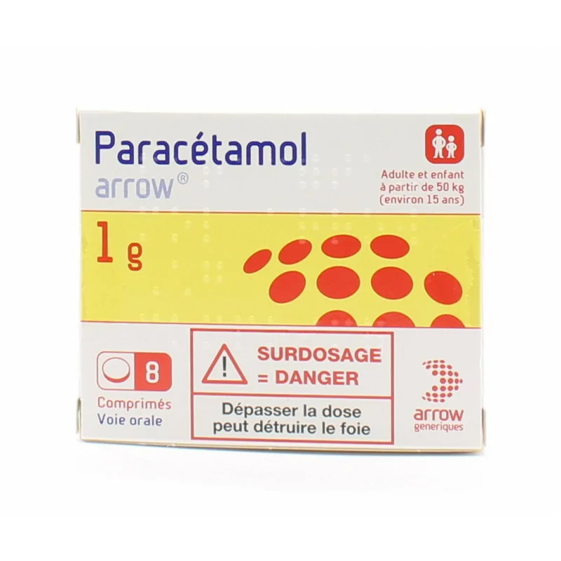 Paracétamol Arrow 1g 8 comprimés