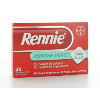 Rennie Menthe Verte sans sucre 36 comprimés