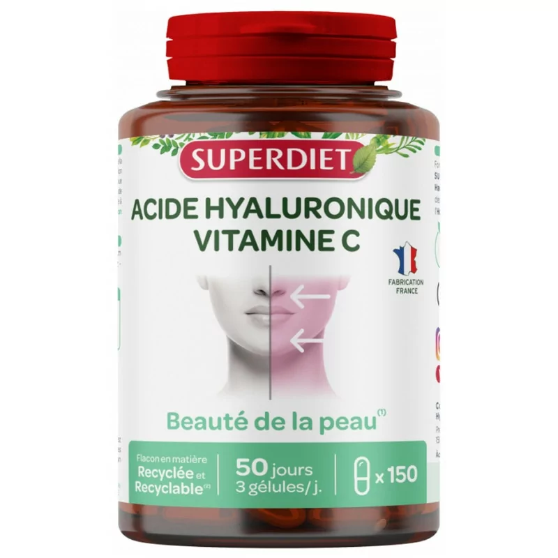 Superdiet Acide Hyaluronique Vitamine C 150 gélules