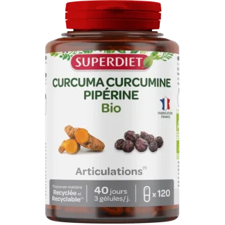 Superdiet Curcuma Curcumine Pipérine Bio 120 gélules