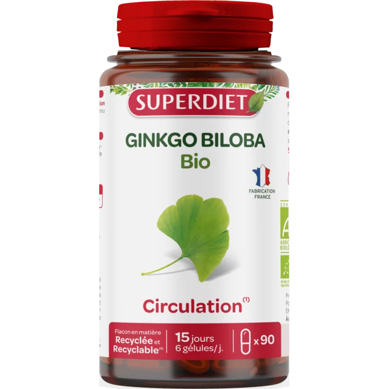 Superdiet Ginkgo Biloba Bio Circulation 90 gélules