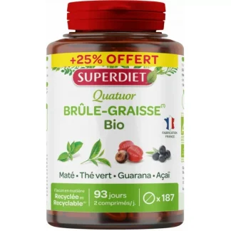 Superdiet Quatuor Brûle-graisse Bio 187 gélules