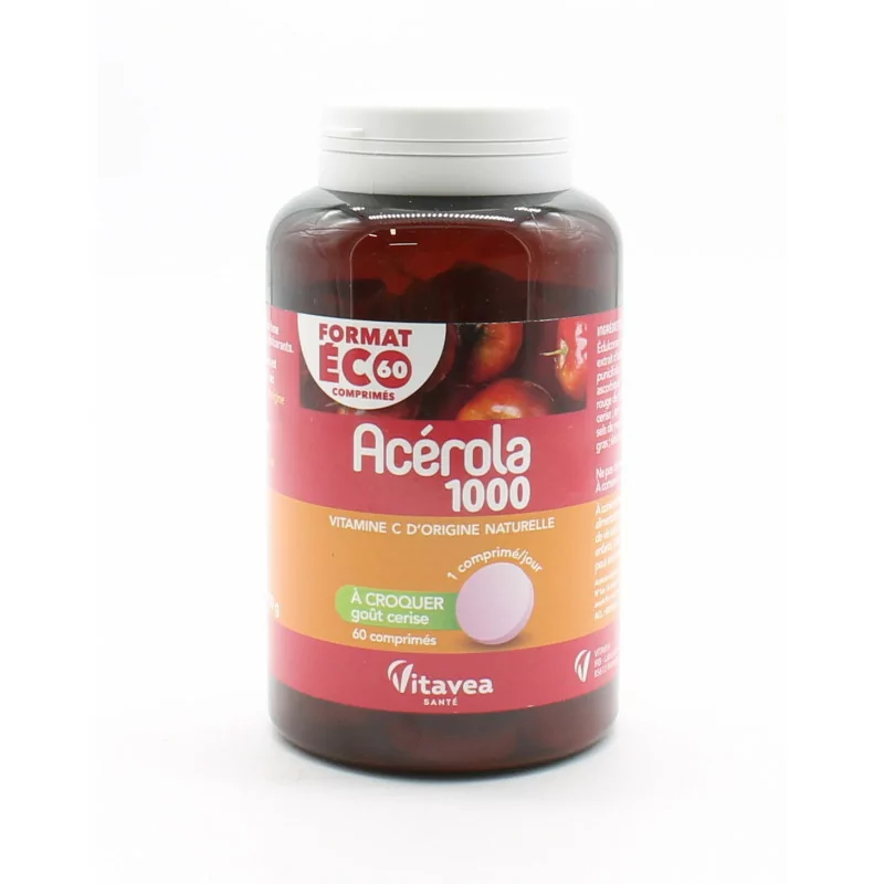 Vitavea Acérola 1000 Goût Cerise 60 comprimés à croquer