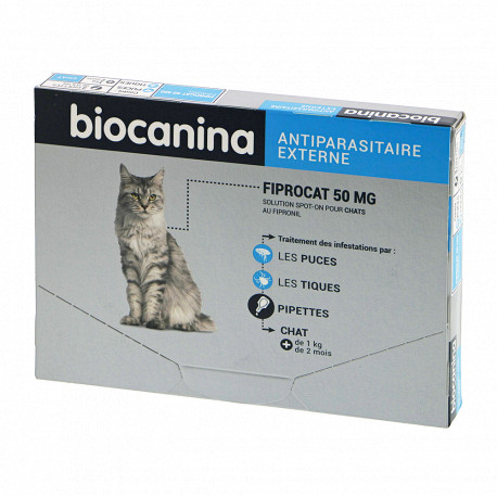 FIPROCAT 50 mg Spot on chat 3 pipettes Biocanina