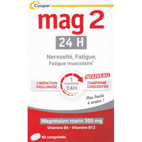 Mag 2 Comprimés Libération prolongée 24H Magnésium marin Cooper
