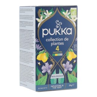 Коллекция органических травяных чаев и зеленого чая Pukka в пакетиках.