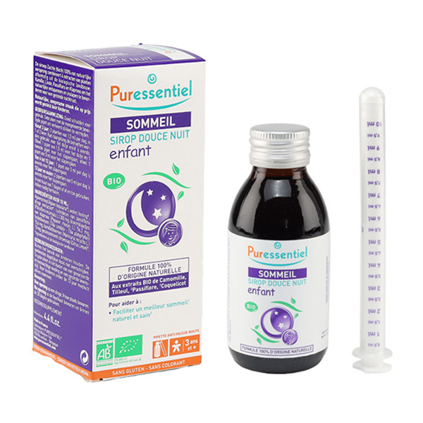 Органический сироп для сна Puressentiel «Сладкое ночное снотворное» для детей.